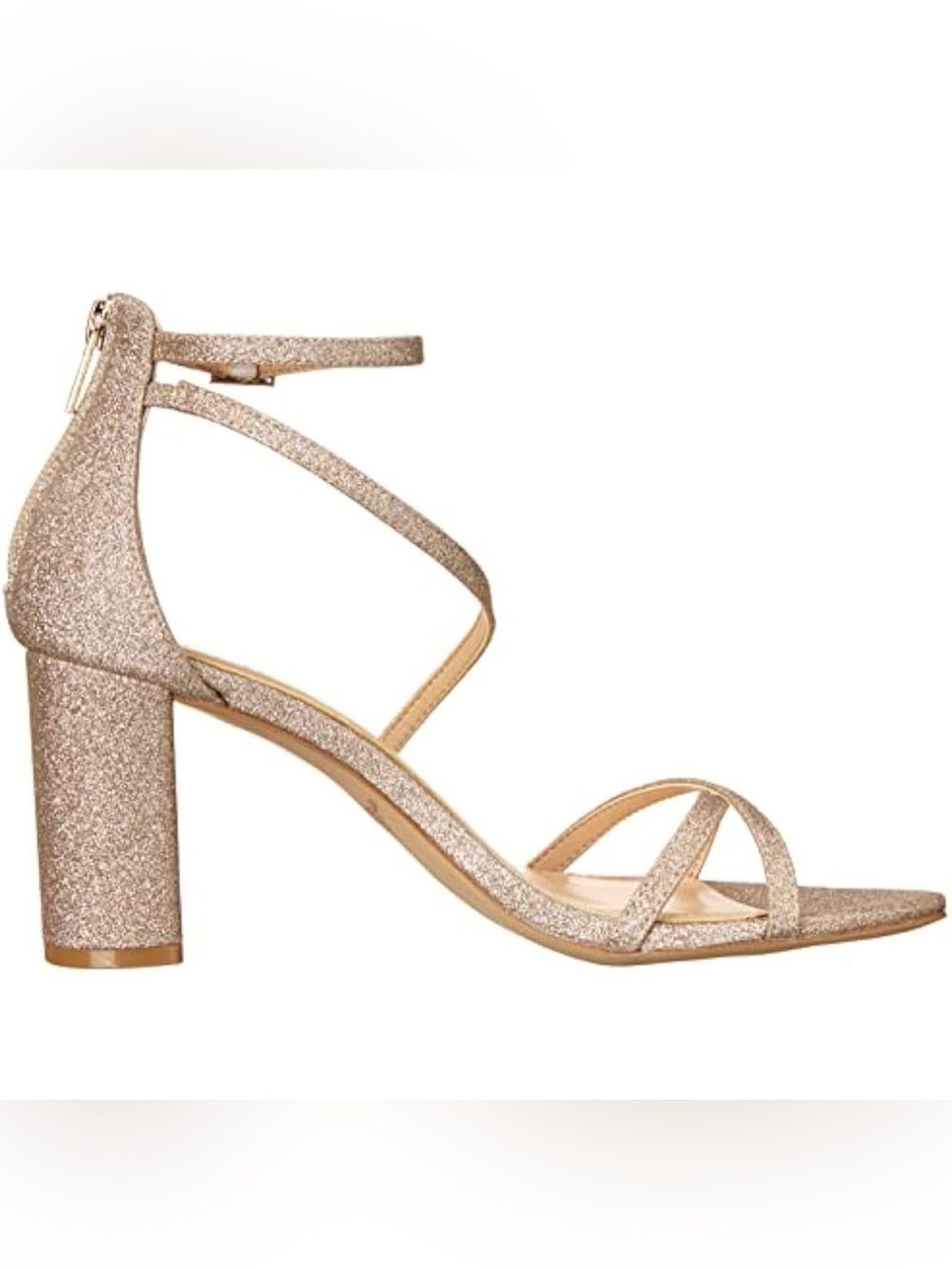 NEW Jewel Badgley Mischka Devorah Micro Gold Glitter 3”Block Heel Sandals Size 6 - Picture 4 of 8